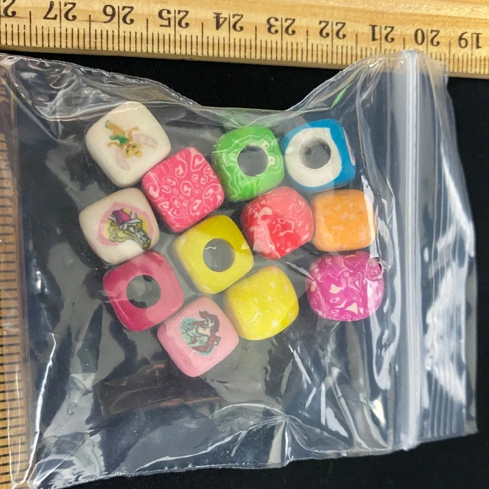 12pc Square Charms Beads Assorted Colors Cartoon Figures for Jewelry Making
